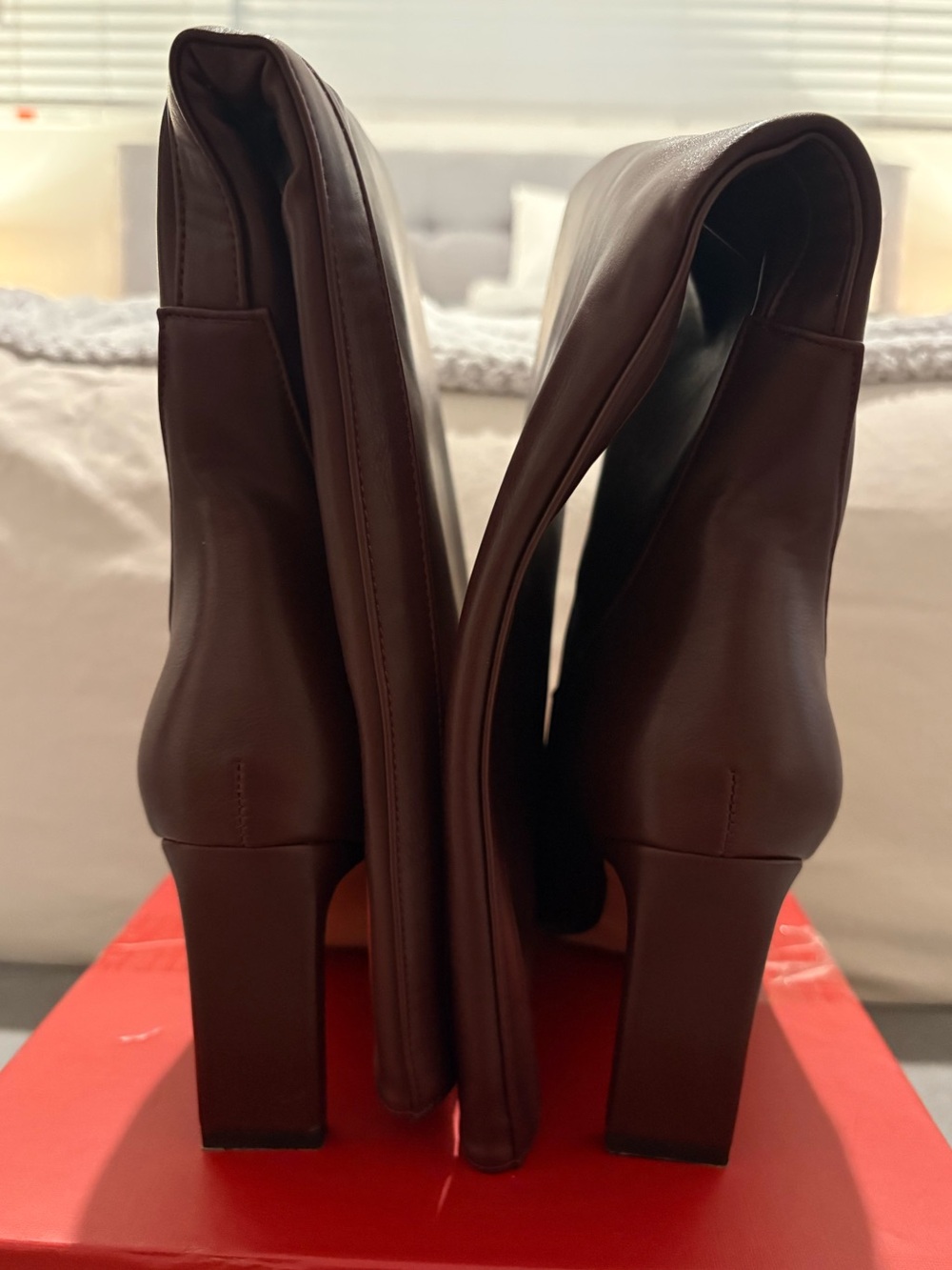 Yiya Women's Tall Square-Toe Knee-High Boots in Cherry Red / Euro 40; US 8.5 - Picture 10 of 16